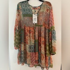 Zara Sheer dress. Size L. New with tags